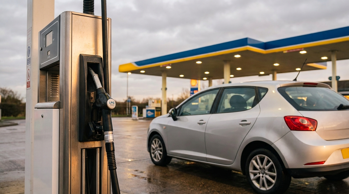 LPG autogas pump at a UK filling station forecourt